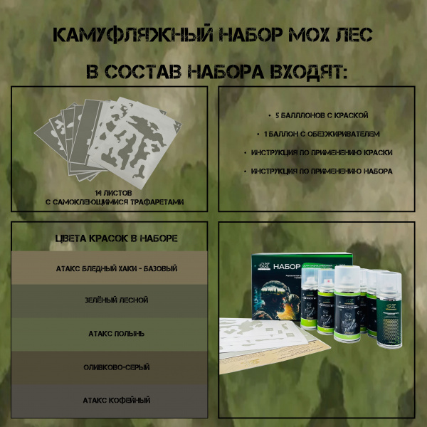 МОХ ЛЕС набор для покраски (5 цветов)